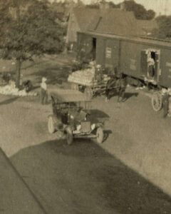 Sepia image of the old Freeman Station in Burlington Ontario.