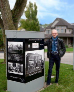 David Craig, a local restorian with his images on telephone exchanges. 